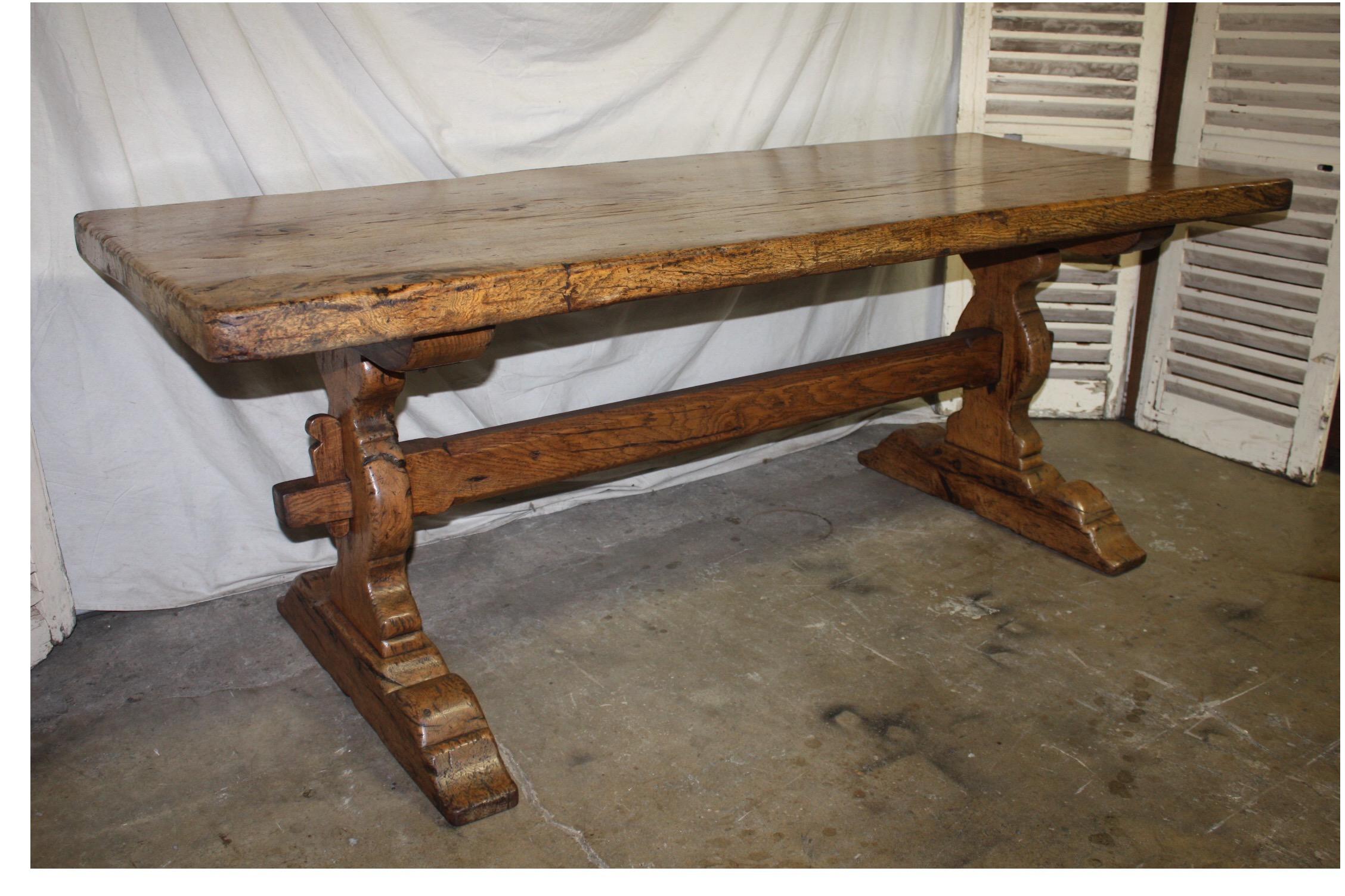 Sublime 19th Century French Monastery Table In Excellent Condition In Stockbridge, GA