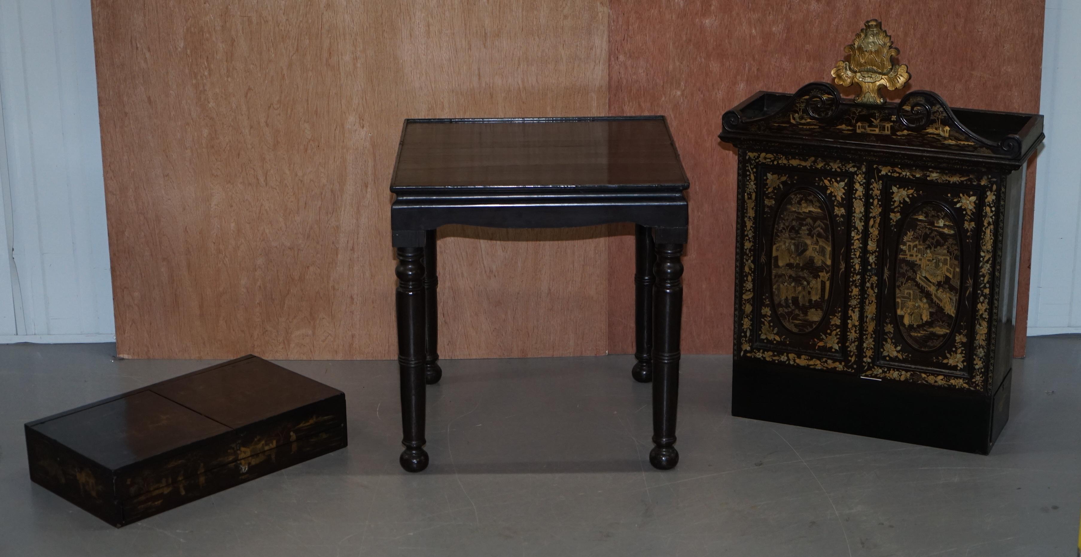 Sublime 19th Chinese Lacqurered Dressing Table Vanity Unit Writing Table or Desk For Sale 12