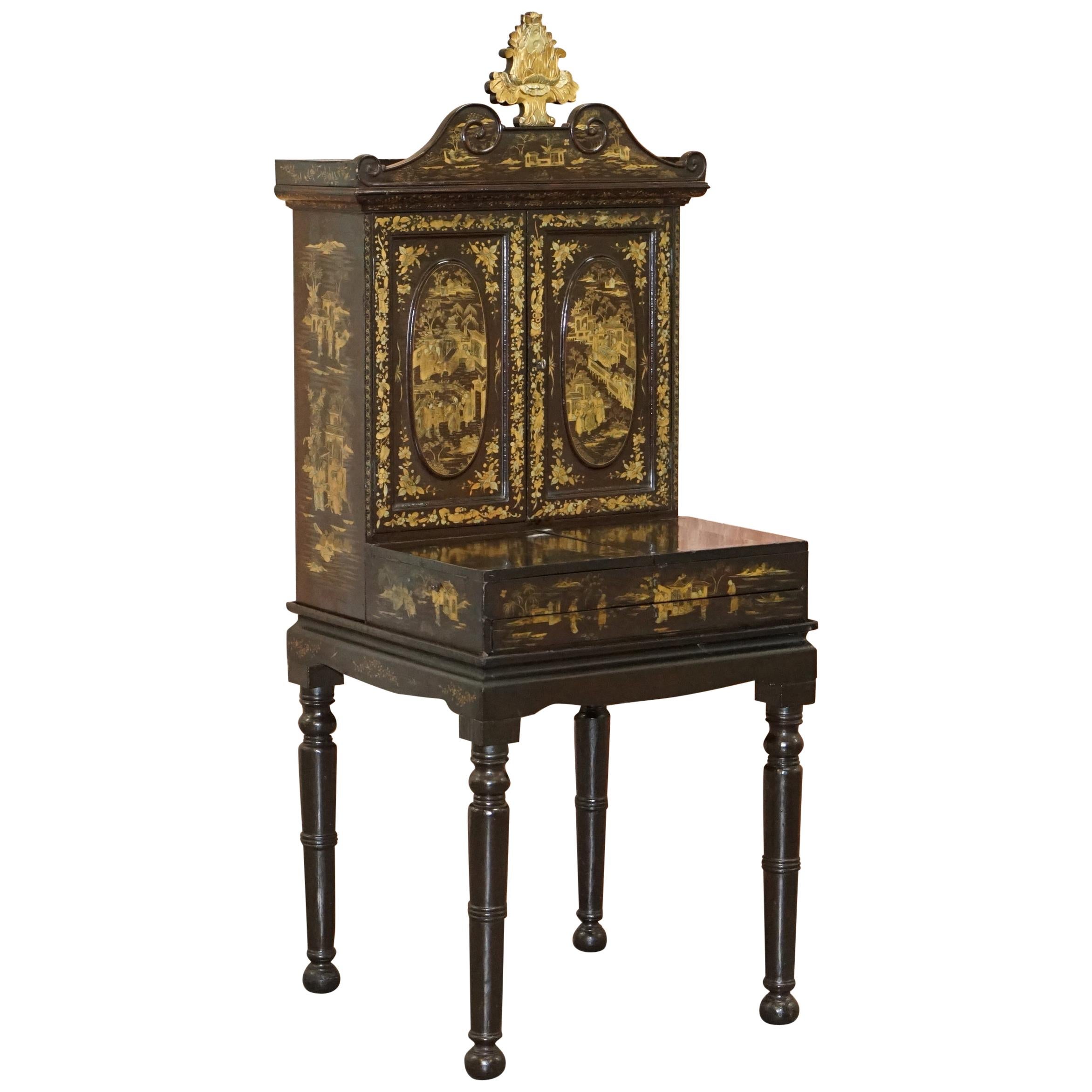 Sublime 19th Chinese Lacqurered Dressing Table Vanity Unit Writing Table or Desk For Sale