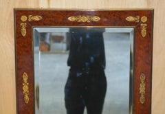 SUBLIME ANTiQUE 1860 BURR WALNUT & GILT BRASS LOUIS XVI FRENCH EMPIRE MIRROR