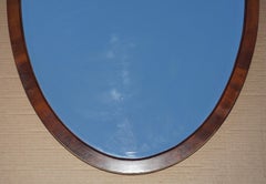 SUBLIME ANTiQUE ART DECO MERCURY PLATE VENETIAN HARDWOOD FRAMED OVAL MIRROR