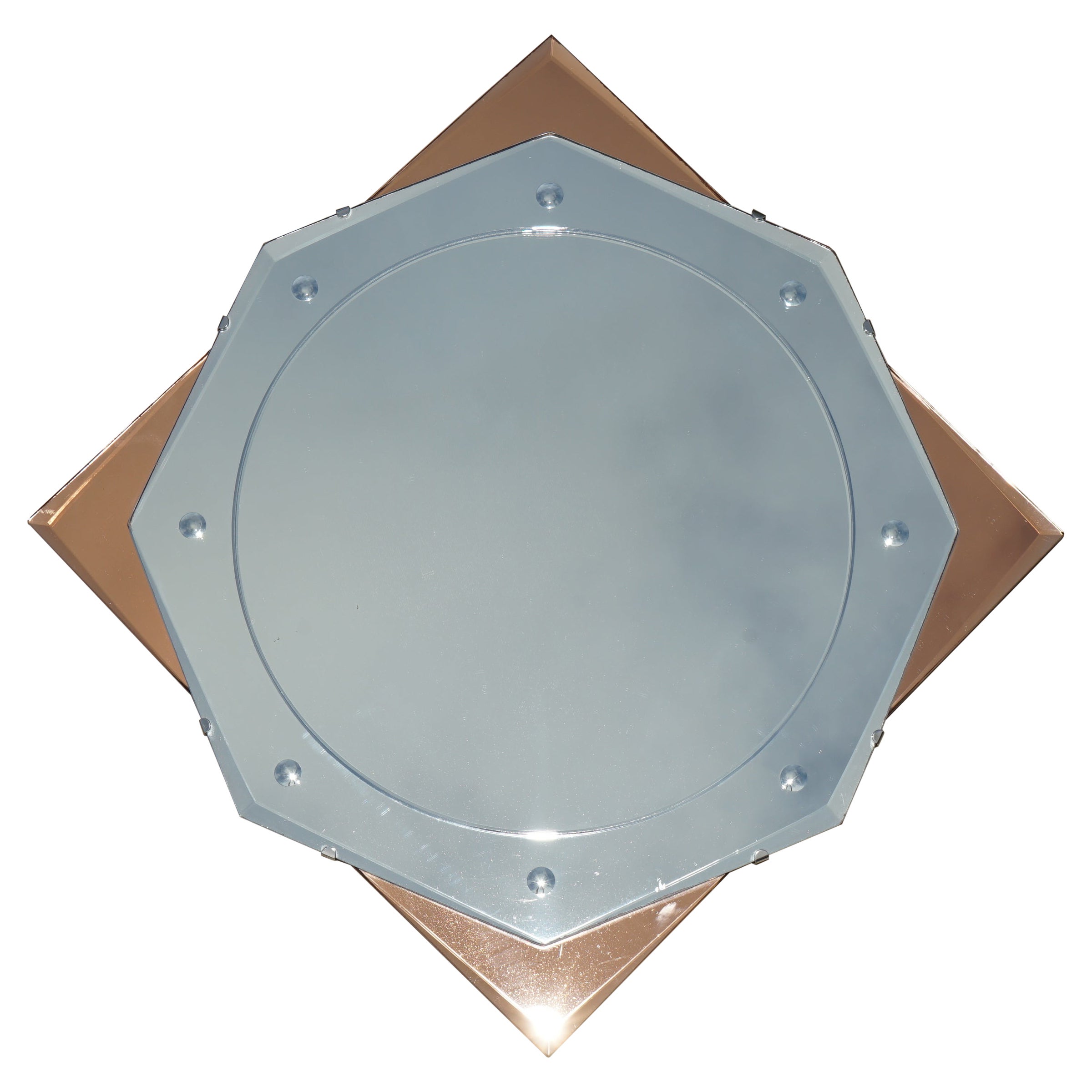 SUBLIME MIROIR MURAL EN VERRE PÊCHE ANTIQUE CIRCA 1930 ART DECO SORCERERS CIRCUSES