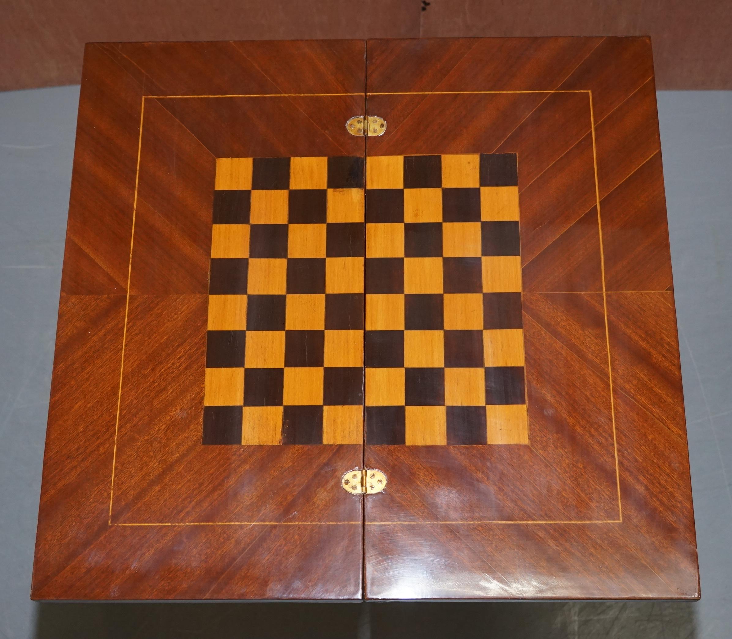 Sublime Antique Dutch Games Card Table with Chess Board Top Marquetry Inlaid 8
