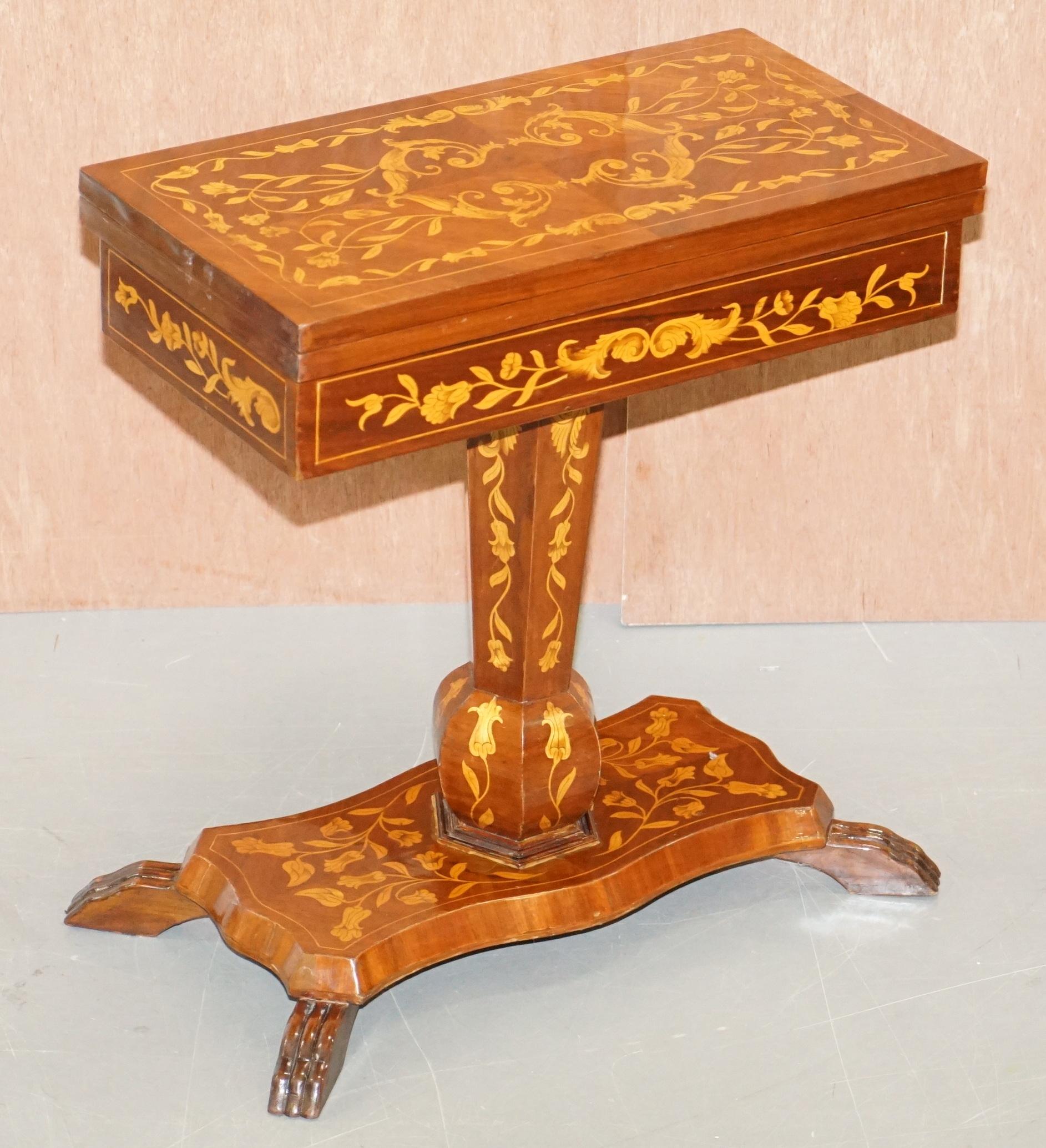 We are delighted to offer this very well made late 19th century Dutch Marquetry inlaid folding games card table with chessboard top

To confirm this listing is for one table, I have pictured it above with the top open and closed so you can see