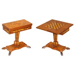 Sublime Antique Dutch Games Card Table with Chess Board Top Marquetry Inlaid