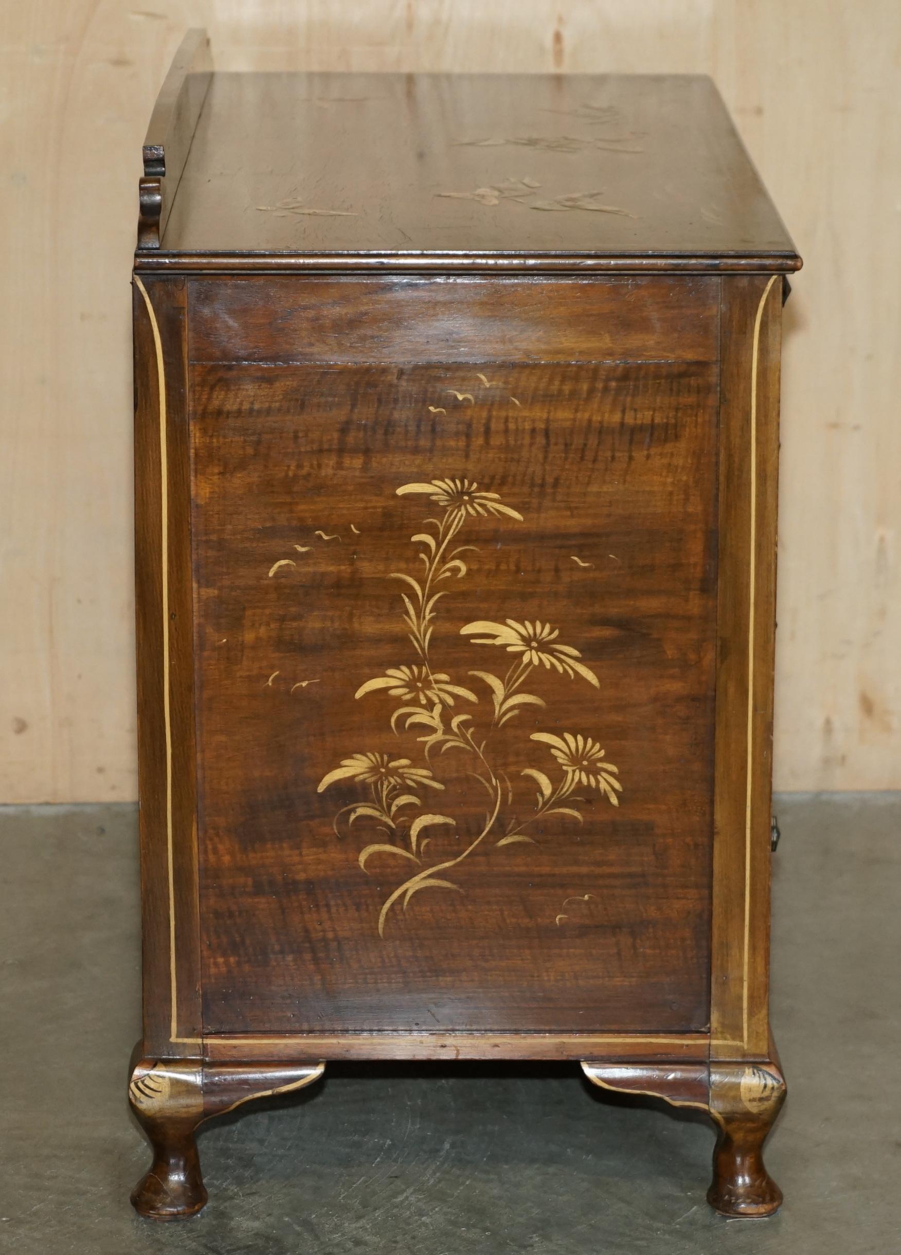 SUBLIME cassettiera dipinta in cinoiserie cinese del 1910, antichissima EDWARDIANA in vendita 6