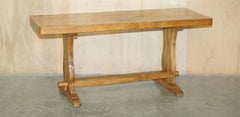 SUBLIME ANTiQUE ENGLISH CIRCA 1880 BURR OAK ONE PLANK TOP REFECTORY DINING TABLE