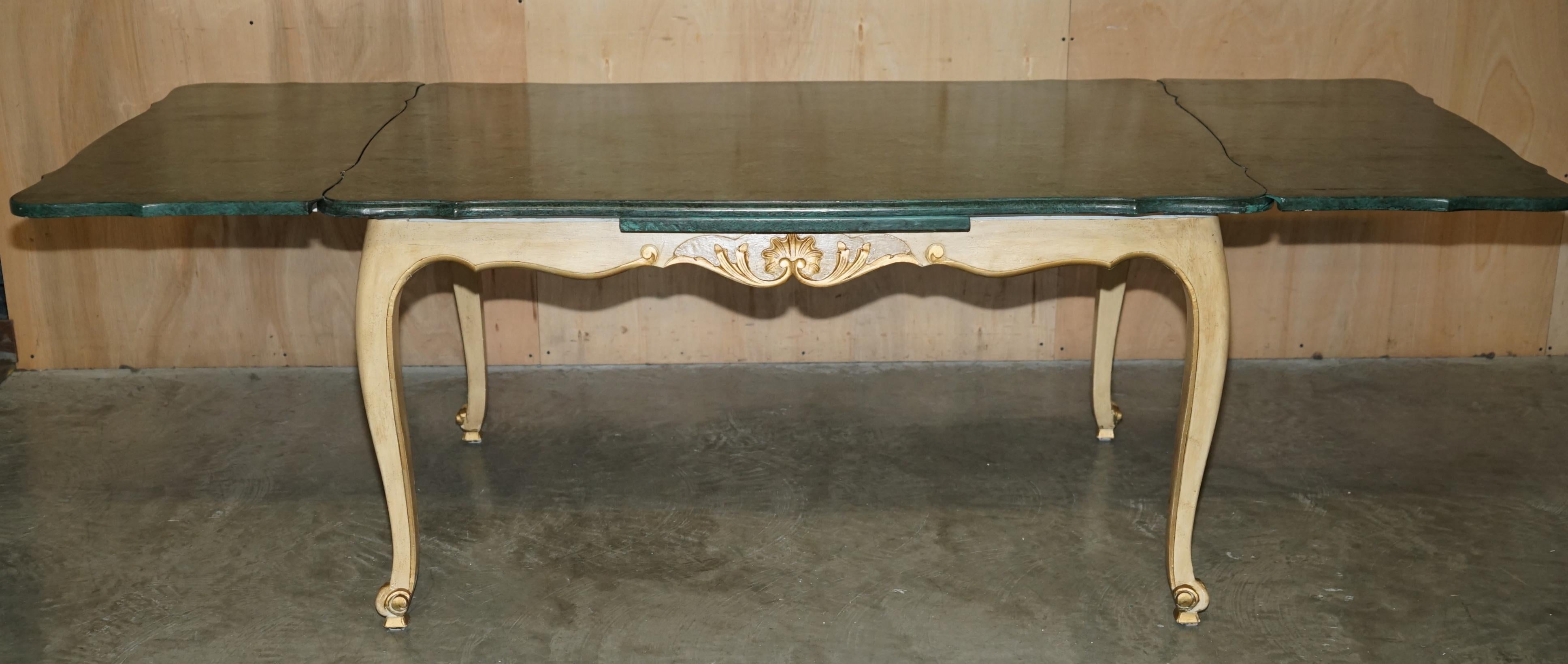 SUBLIME ANTIQUE FRENCH 1870 EXTENDING DiNING TABLE FAUX PAINTED MALACHITE TOP For Sale 5