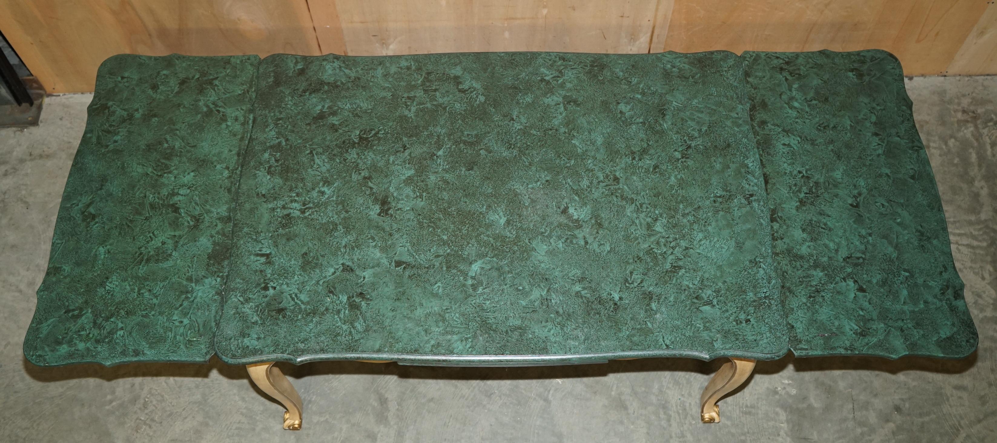 SUBLIME ANTIQUE FRENCH 1870 EXTENDING DiNING TABLE FAUX PAINTED MALACHITE TOP For Sale 9