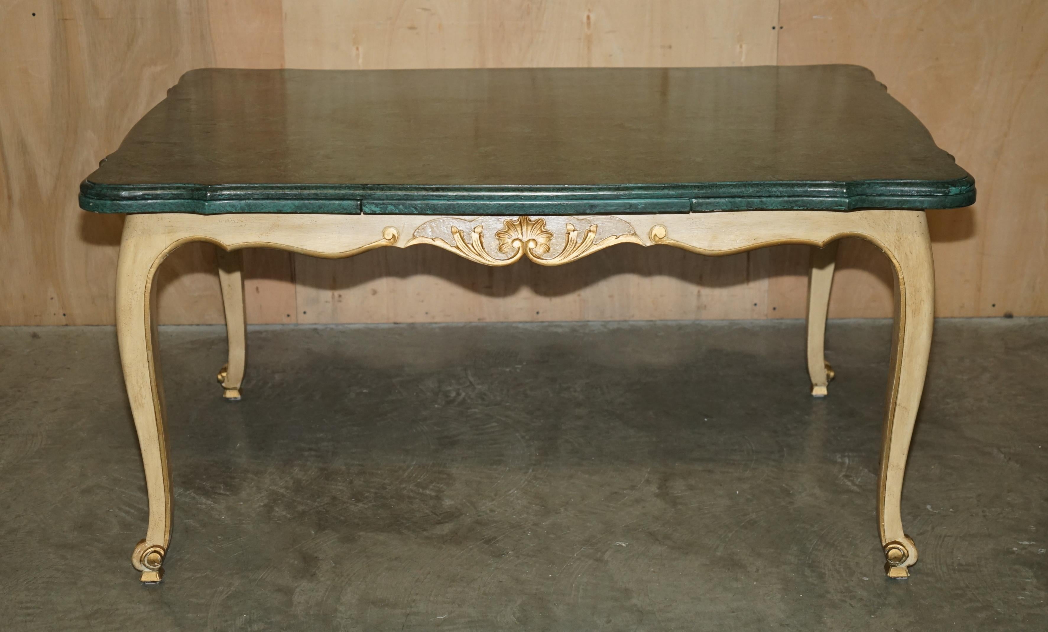 French SUBLIME ANTIQUE FRENCH 1870 EXTENDING DiNING TABLE FAUX PAINTED MALACHITE TOP For Sale
