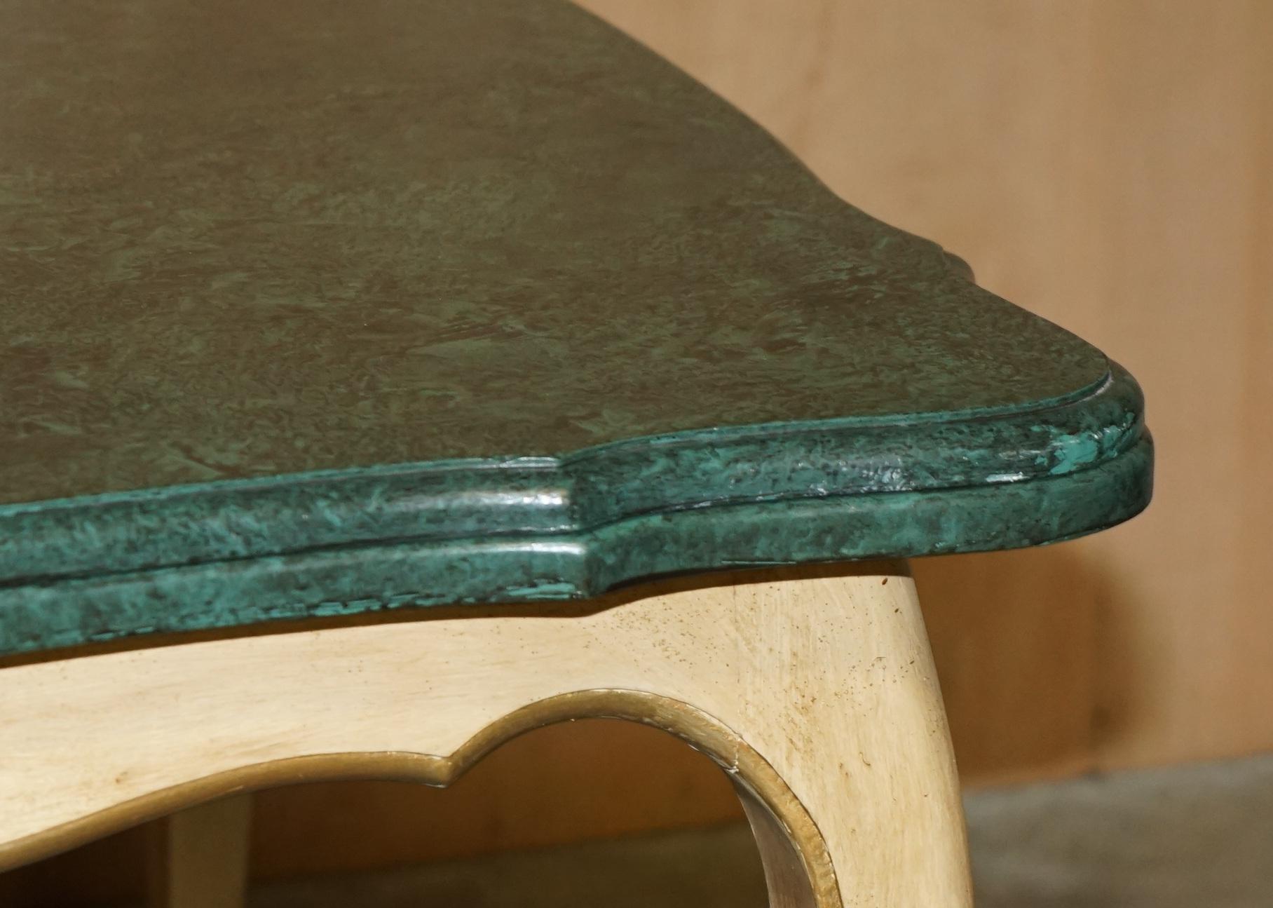 Late 19th Century SUBLIME ANTIQUE FRENCH 1870 EXTENDING DiNING TABLE FAUX PAINTED MALACHITE TOP For Sale