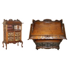 SUBLIME ANTIQUE PAGODA TOP THOMAS CHIPPENDALE DISPLAY CASE BOOKCASE CABINET