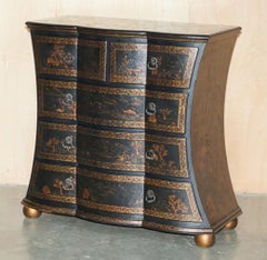 SUBLIME ANTIQUE STYLE CHINESE CHINOISERIE PAINTED & LACQUERED CHEST OF DRAWERs