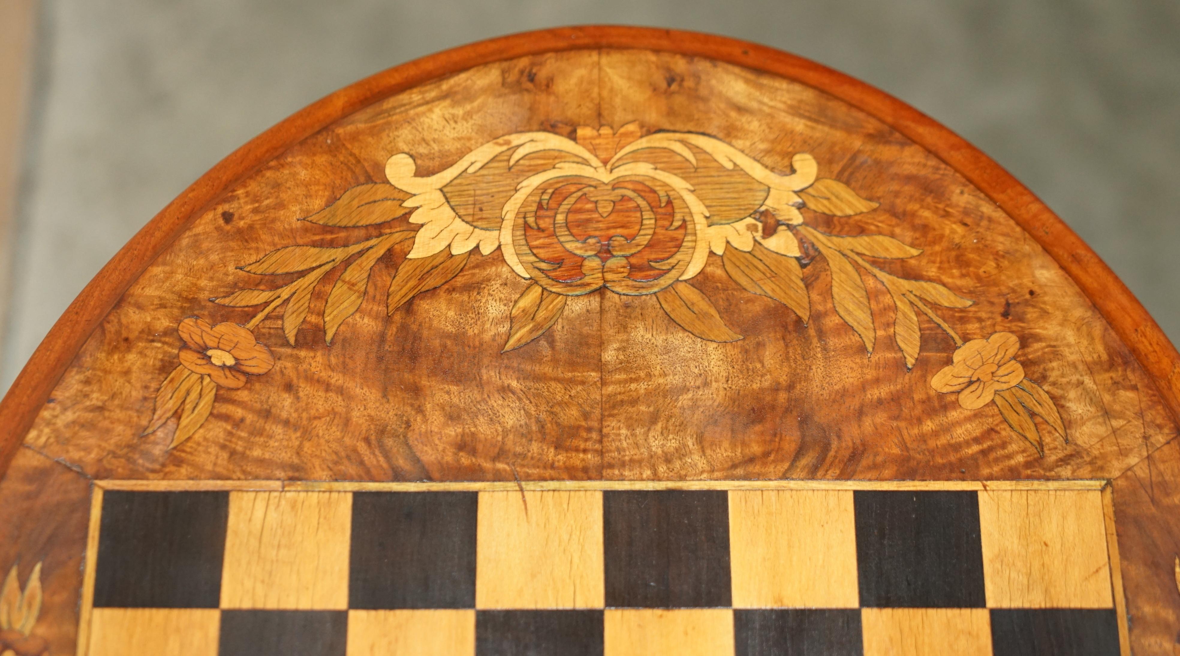 Sublime Antique Victorian 1880 Tilt Top Chess Games Table with Marquetry Inlay 3