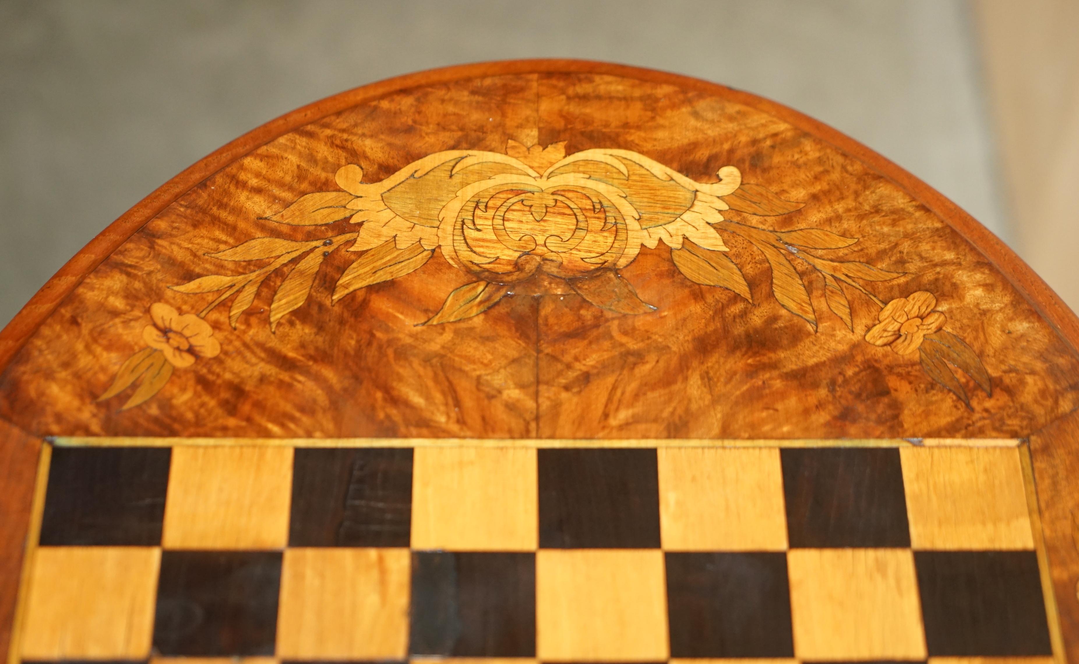 Sublime Antique Victorian 1880 Tilt Top Chess Games Table with Marquetry Inlay 6