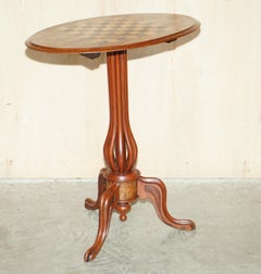 Sublime Antique Victorian 1880 Tilt Top Chess Games Table with Marquetry Inlay