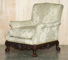 SUBLIME ANTiQUE VICTORIAN CARVED CLAW & BALL FEET SHOW FRAMED HARDWOOD ARMCHAIR