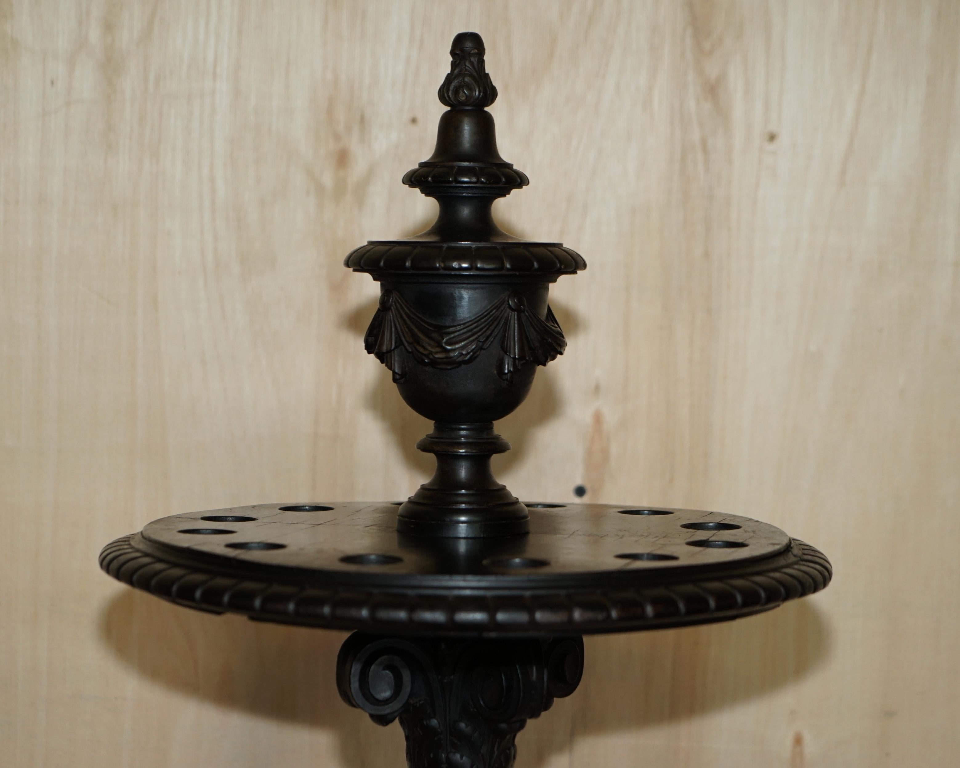 We are delighted to offer for sale this stunning original Victorian circa 1860 ebonised, revolving, snooker or pool cue stand.

A very good looking and decorative, original Victorian cue stand in restored condition.

It revolves nicely and has a