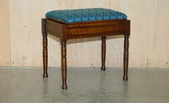 Sublime Antique Victorian Hardwood Piano Stool, Internal Storage & Turned Legs