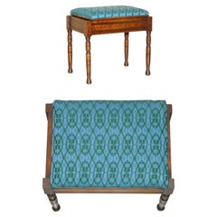 SUBLIME ANTiQUE VICTORIAN HARDWOOD PIANO STOOL, INTERNAL STORAGE & TURNED LEGS