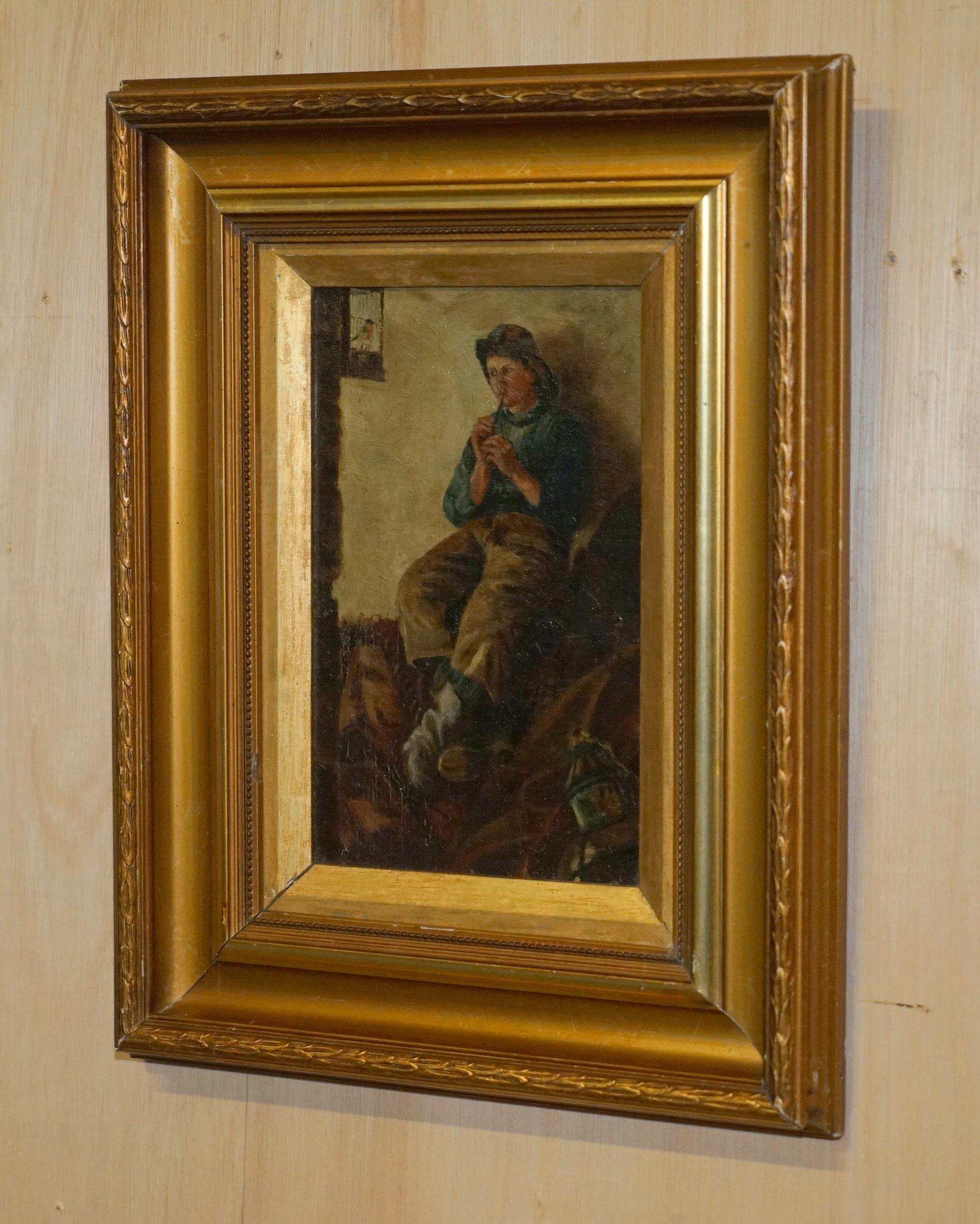 Royal House Antiques

We are delighted to offer for sale this stunning original circa 1880 oil painting of a young lad playing a pipe, most likely a Cornish Fisherman 

A very good looking and wonderfully executed painting, its a relatively well