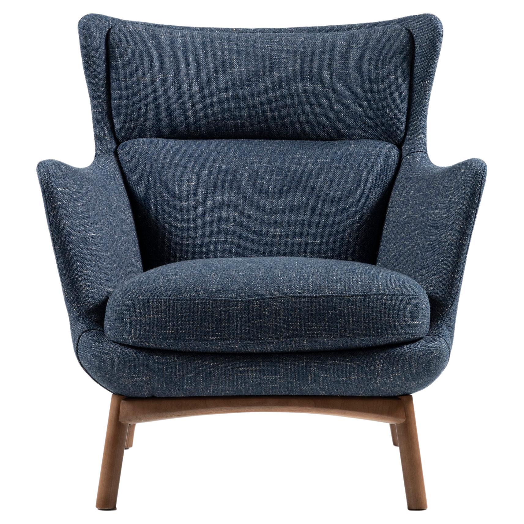 Sublime Armchairs, Contemporary Style in Solid Wood, Textiles Upholstery. 
