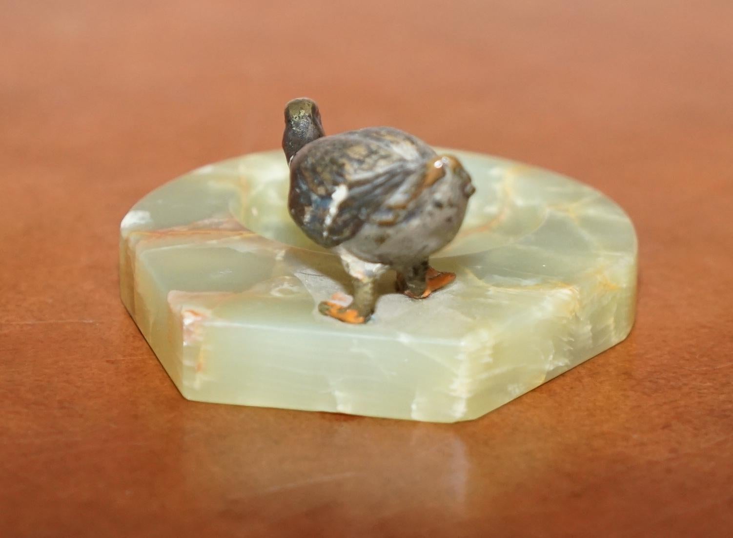 Sublime Austrian Cold Painted Bronze Onyx Ashtray circa 1920s Art Deco In Good Condition In West Sussex, Pulborough