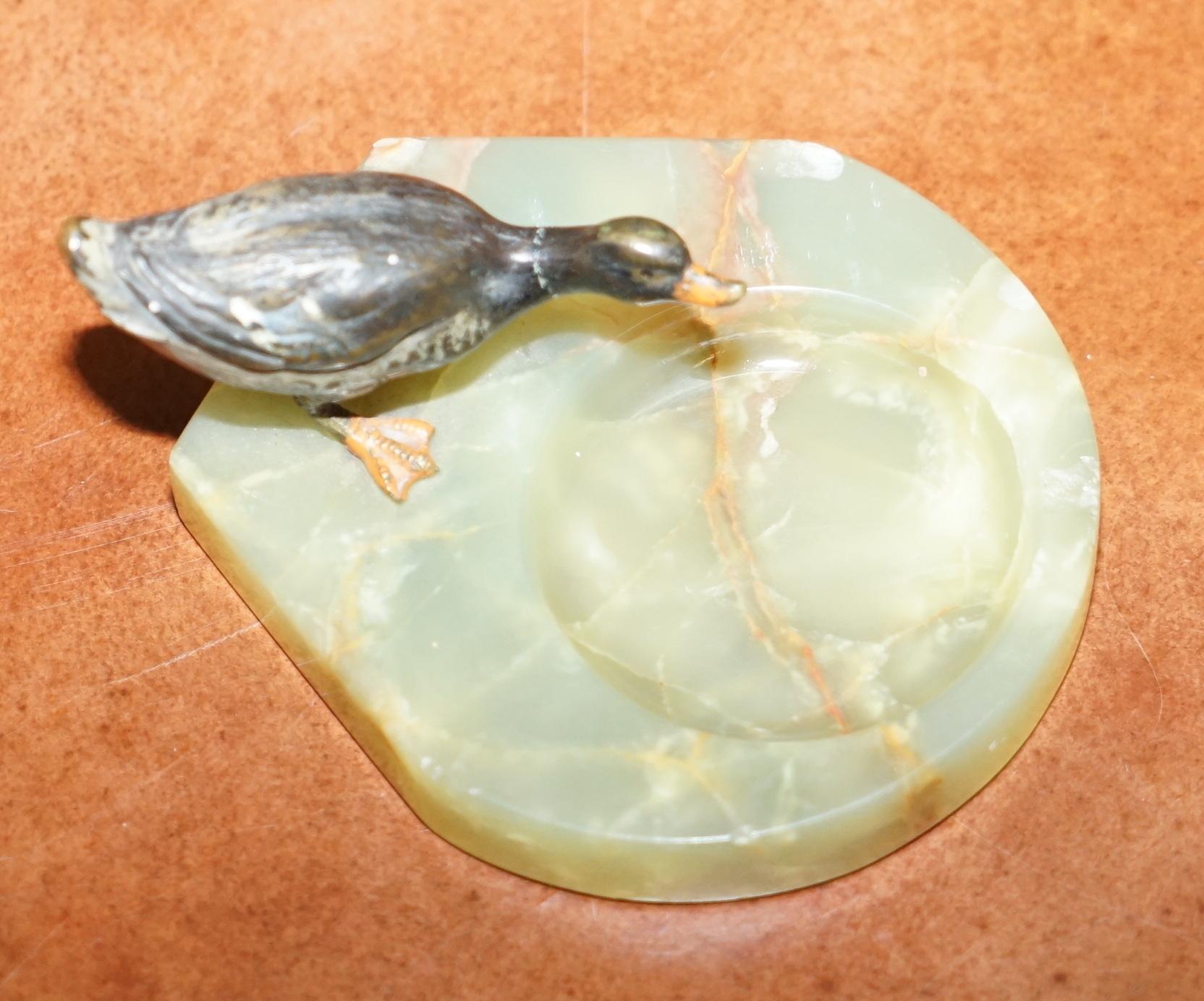 Early 20th Century Sublime Austrian Cold Painted Bronze Onyx Ashtray circa 1920s Art Deco