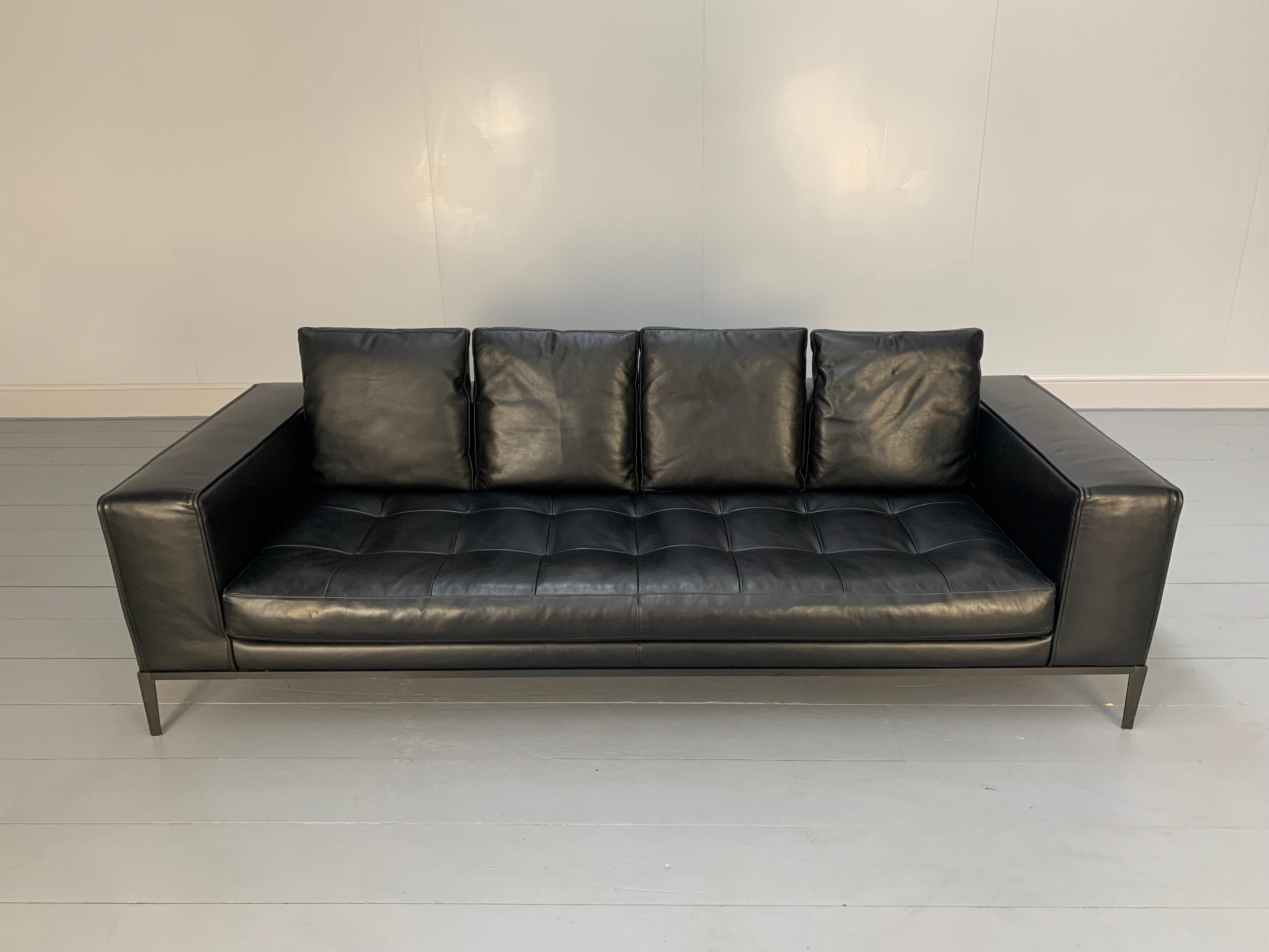Sublime B&B Italia “Simplex ” 4-Seat Sofa in Black “Gamma” Leather 1