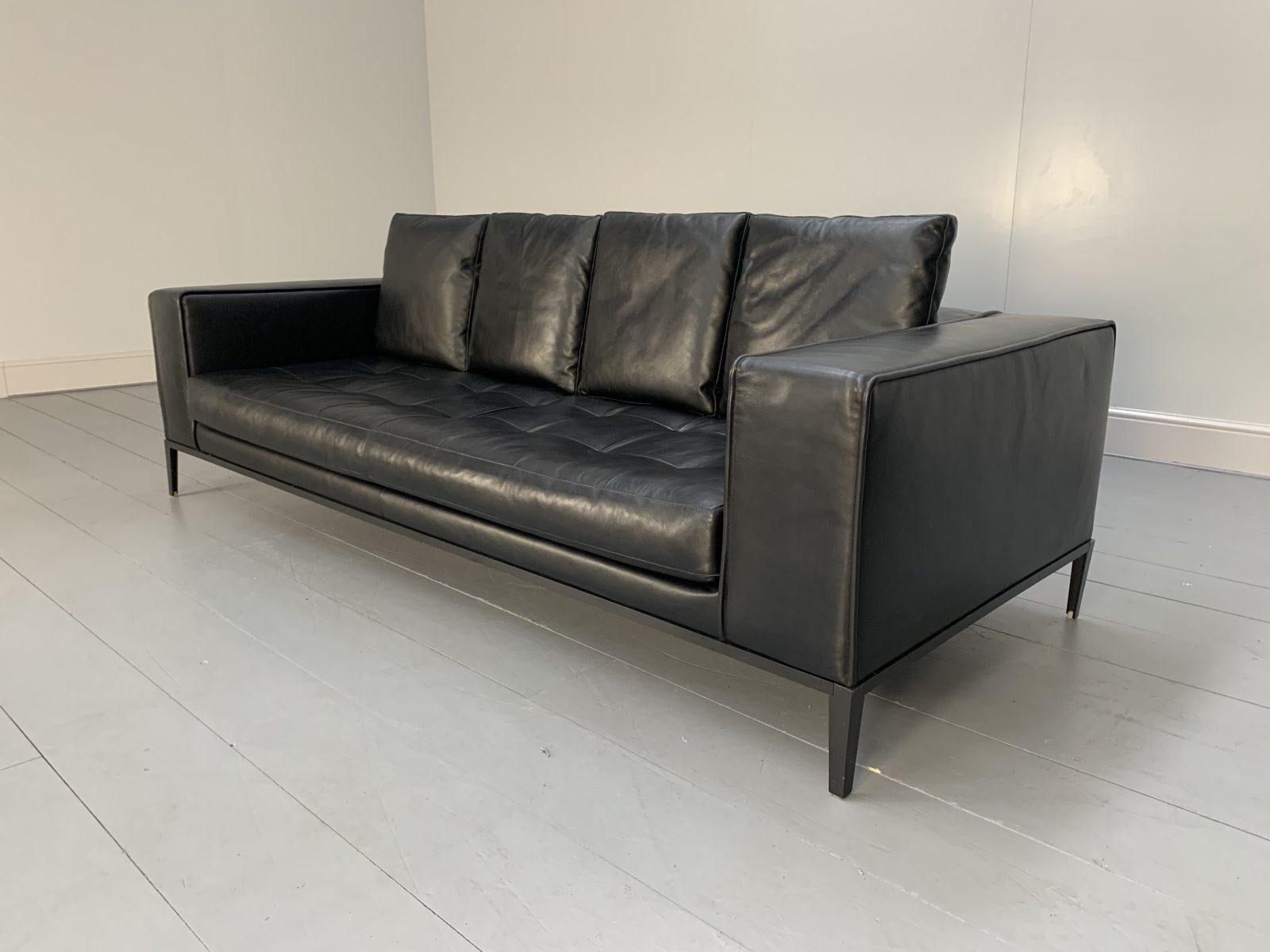 Contemporary Sublime B&B Italia “Simplex ” 4-Seat Sofa in Black “Gamma” Leather