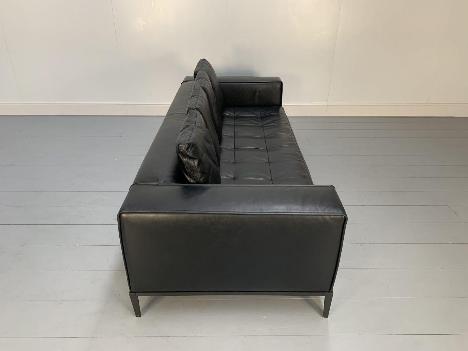 Sublime B&B Italia “Simplex ” 4-Seat Sofa in Black “Gamma” Leather 2
