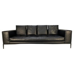 Sublime B&B Italia “Simplex ” 4-Seat Sofa in Black “Gamma” Leather