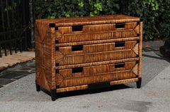 Sublime Black Lacquer Wicker Commode by John Hutton for Donghia- Pair Available