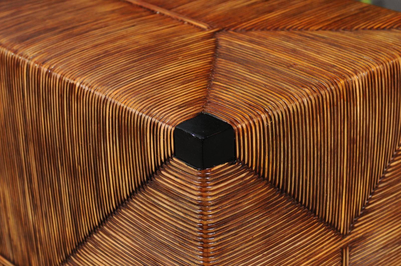 Sublime Black Lacquer Wicker Commode by John Hutton for Donghia- Pair Available For Sale 5