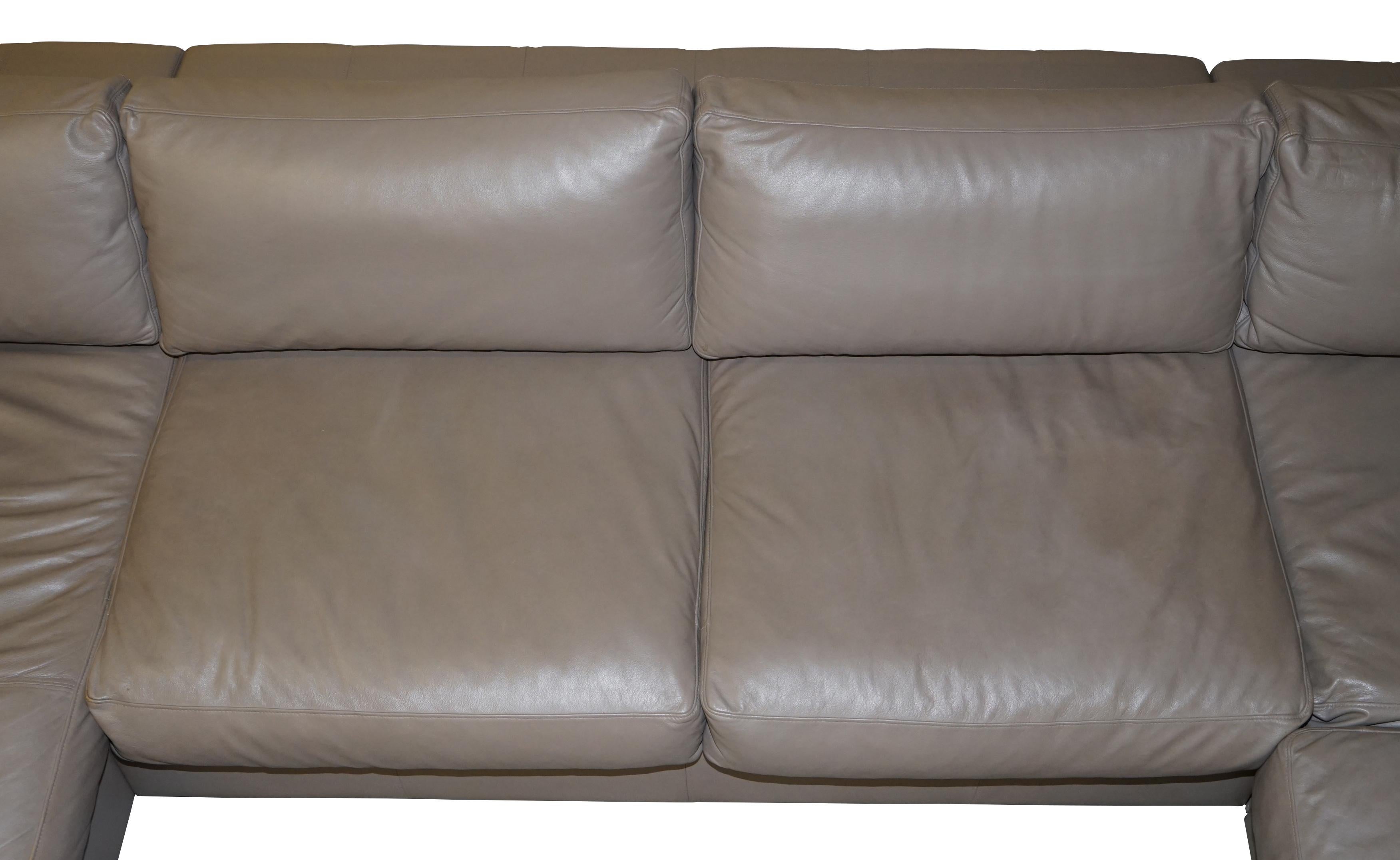 Sublime Bo Concepts Cenova Grey Leather Corner Sofa Chaise Seats 5-6 For Sale 1