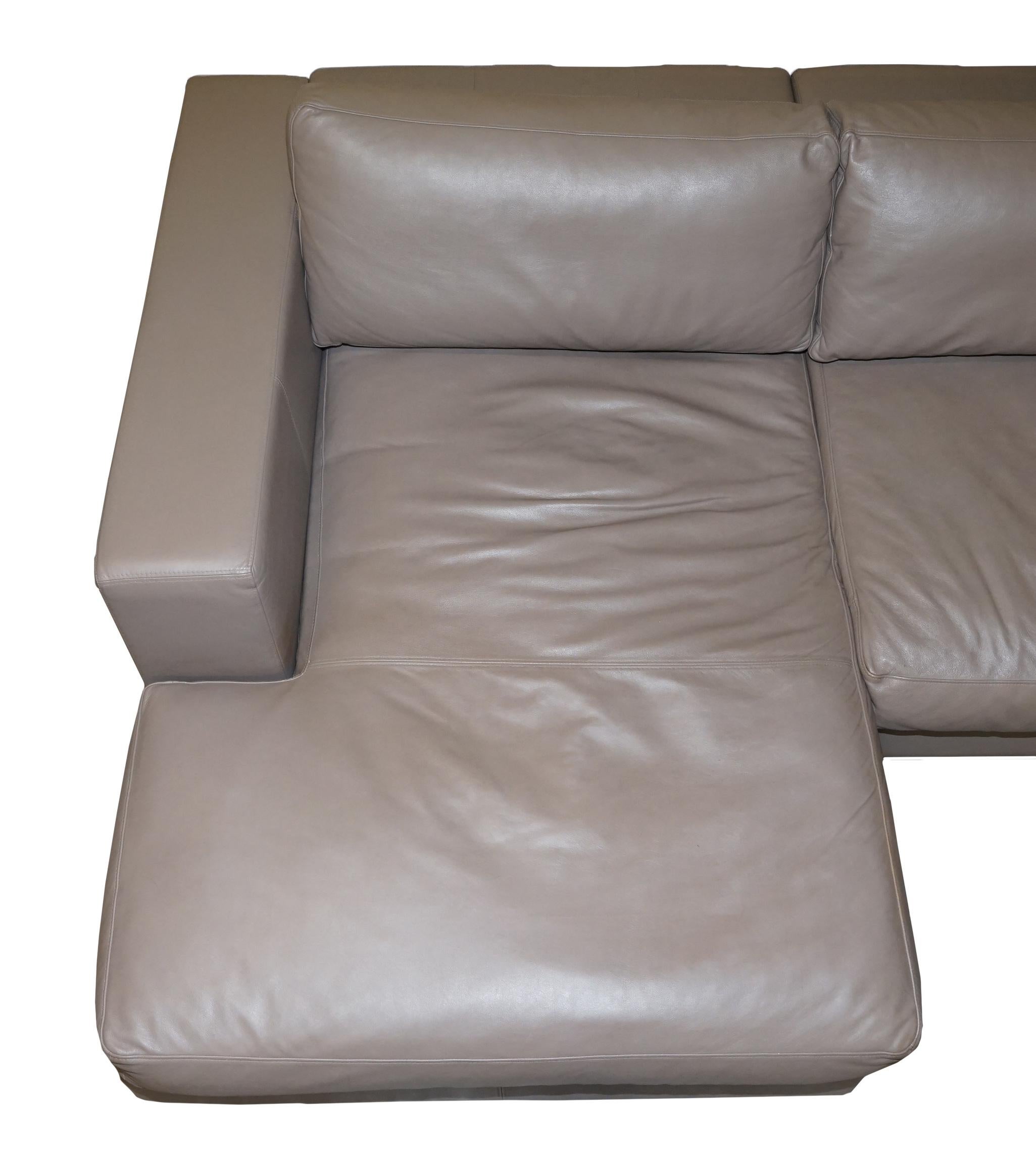 Sublime Bo Concepts Cenova Grey Leather Corner Sofa Chaise Seats 5-6 For Sale 3