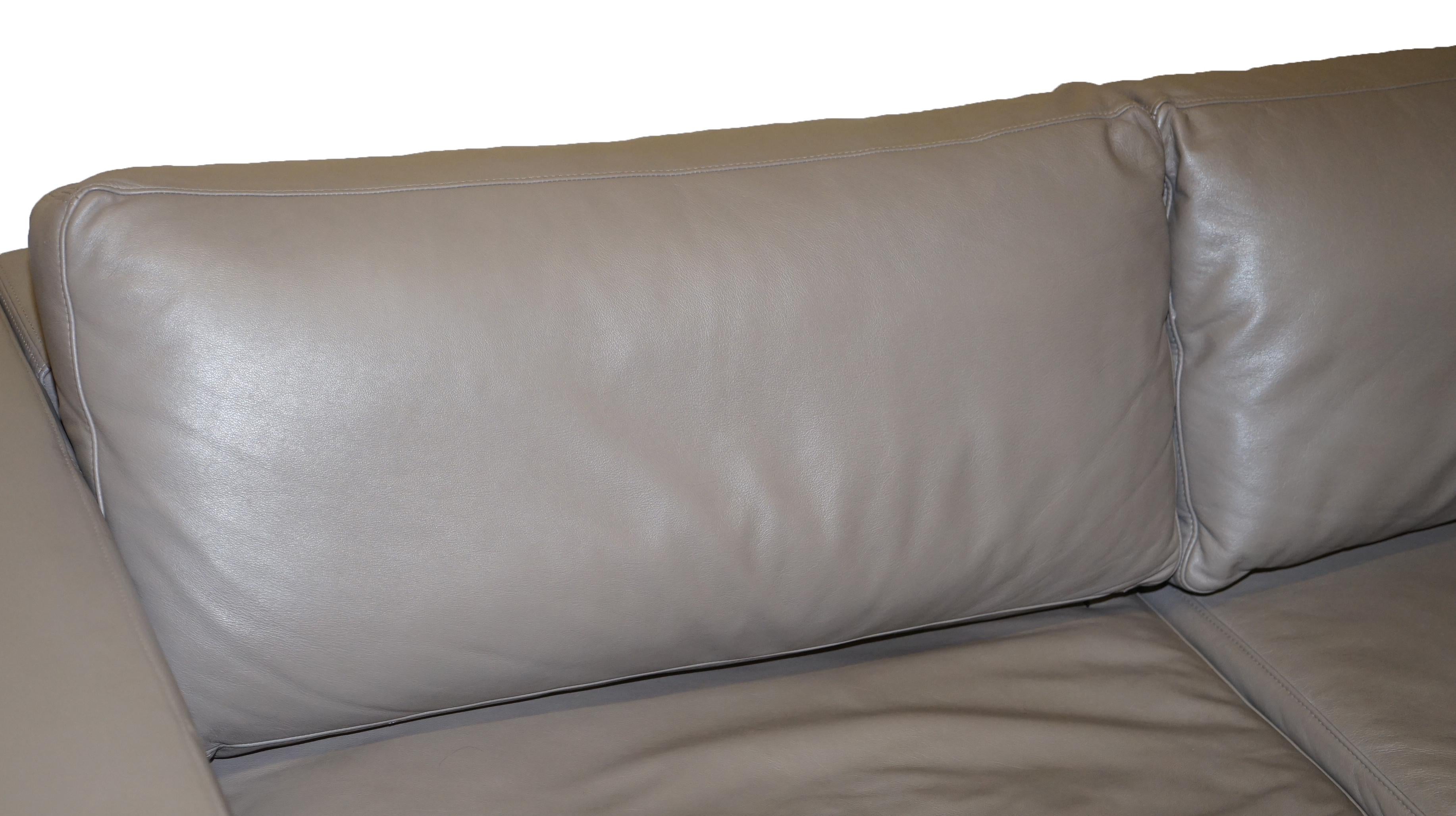 Sublime Bo Concepts Cenova Grey Leather Corner Sofa Chaise Seats 5-6 For Sale 5