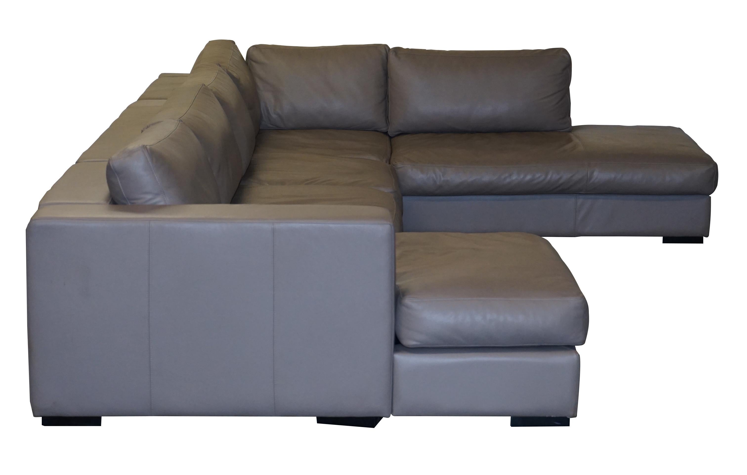 Sublime Bo Concepts Cenova Grey Leather Corner Sofa Chaise Seats 5-6 For Sale 7