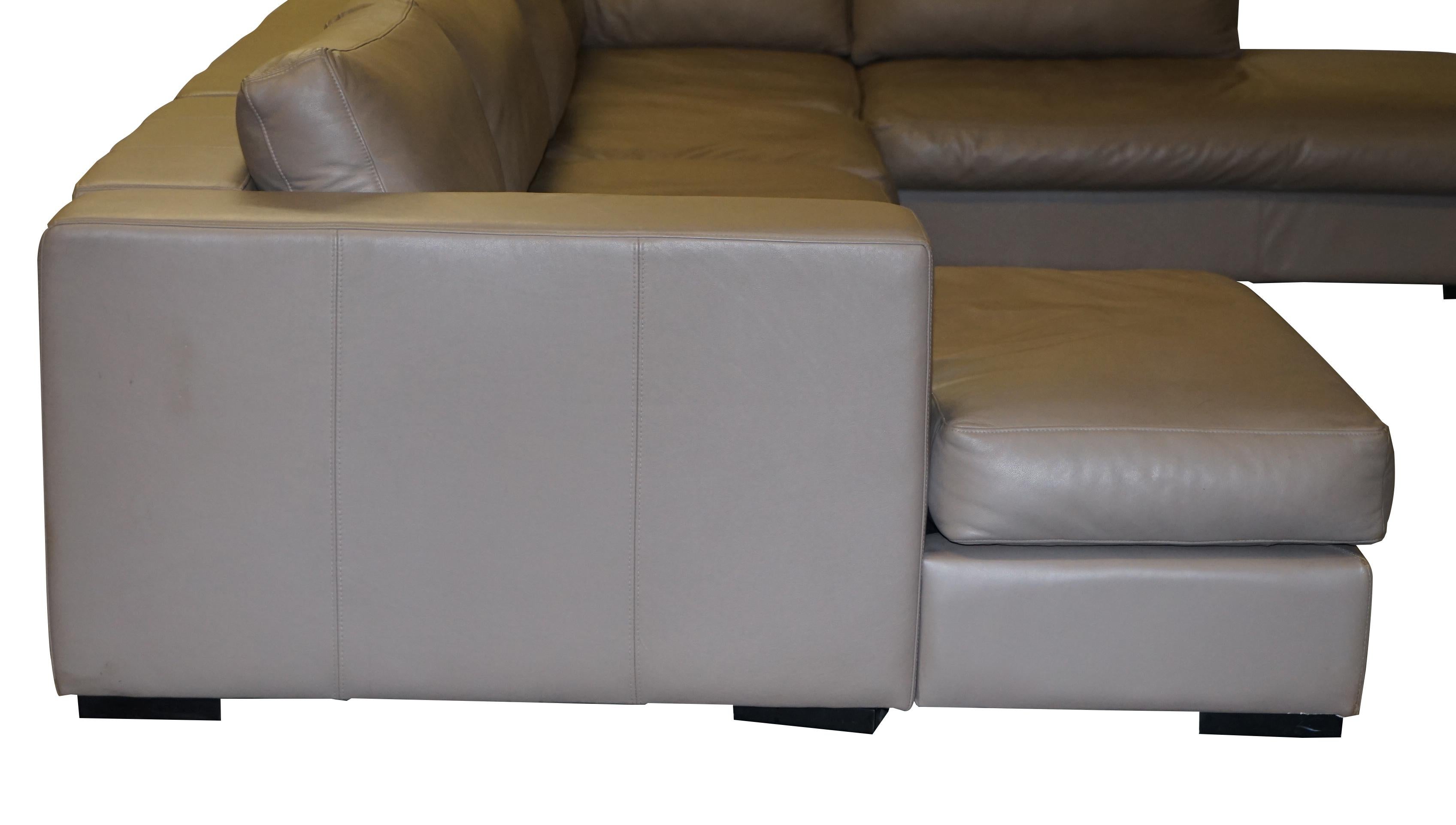 Sublime Bo Concepts Cenova Grey Leather Corner Sofa Chaise Seats 5-6 For Sale 8