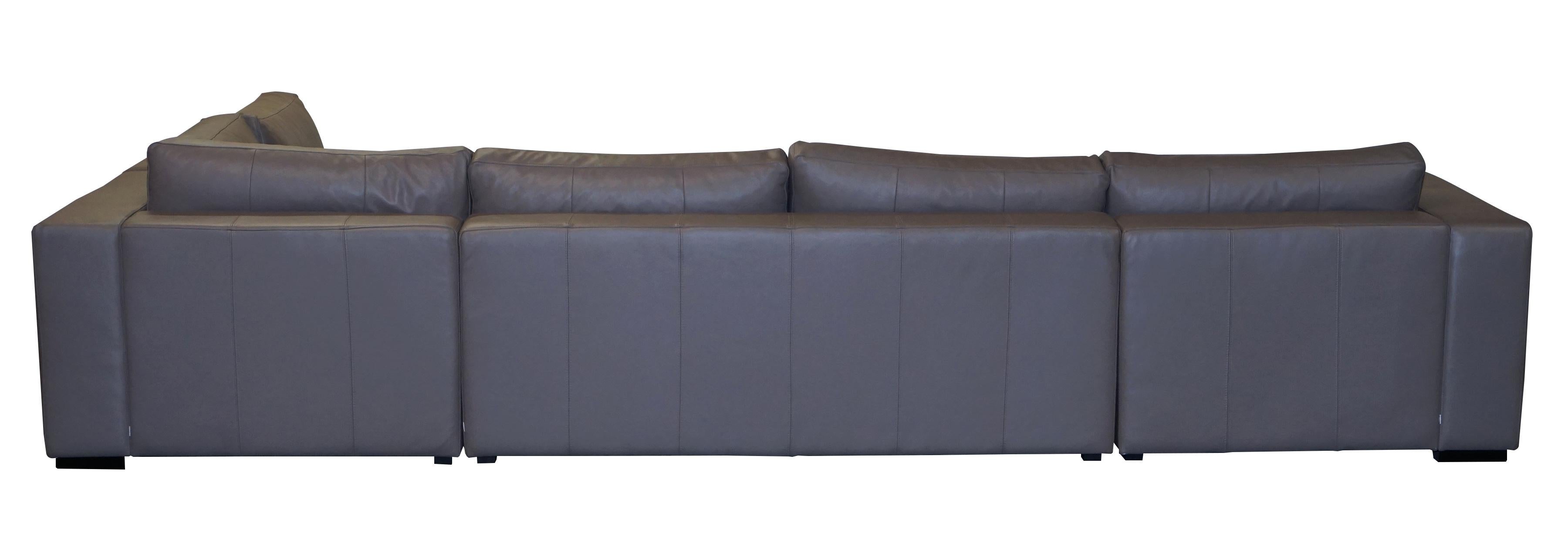 Sublime Bo Concepts Cenova Grey Leather Corner Sofa Chaise Seats 5-6 For Sale 9