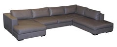 Sublime Bo Concepts Cenova Grey Leather Corner Sofa Chaise Seats 5-6