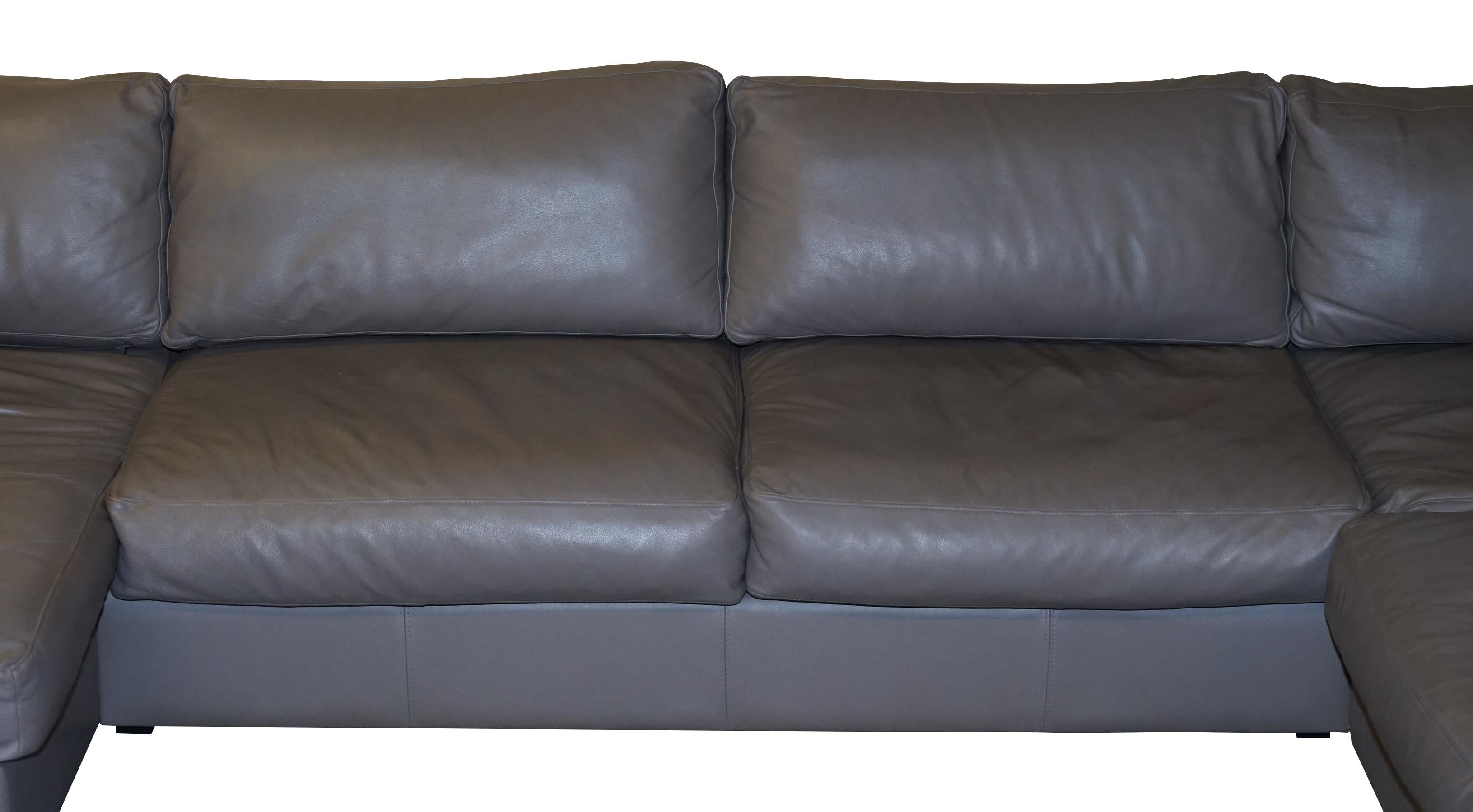 Danois Sublime Bo Concepts Cenova Canapé d'angle en cuir gris sièges 5 à 6 places en vente