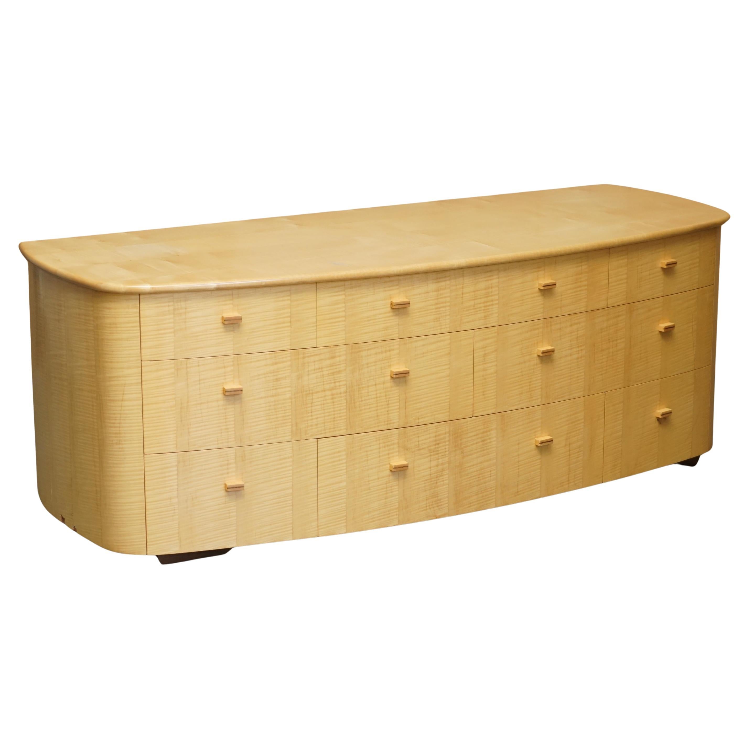 SUBLIME BOW FRONTED BAXTER & LEE SATIN BiRCH CHEST OF DRAWERS SIDEBOARD PART SET