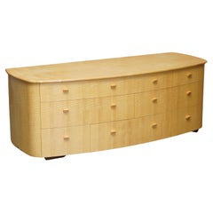 SUBLIME BOW FRONTED BAXTER & LEE SATIN BiRCH CHEST OF DRAWERS SIDEBOARD PART SET