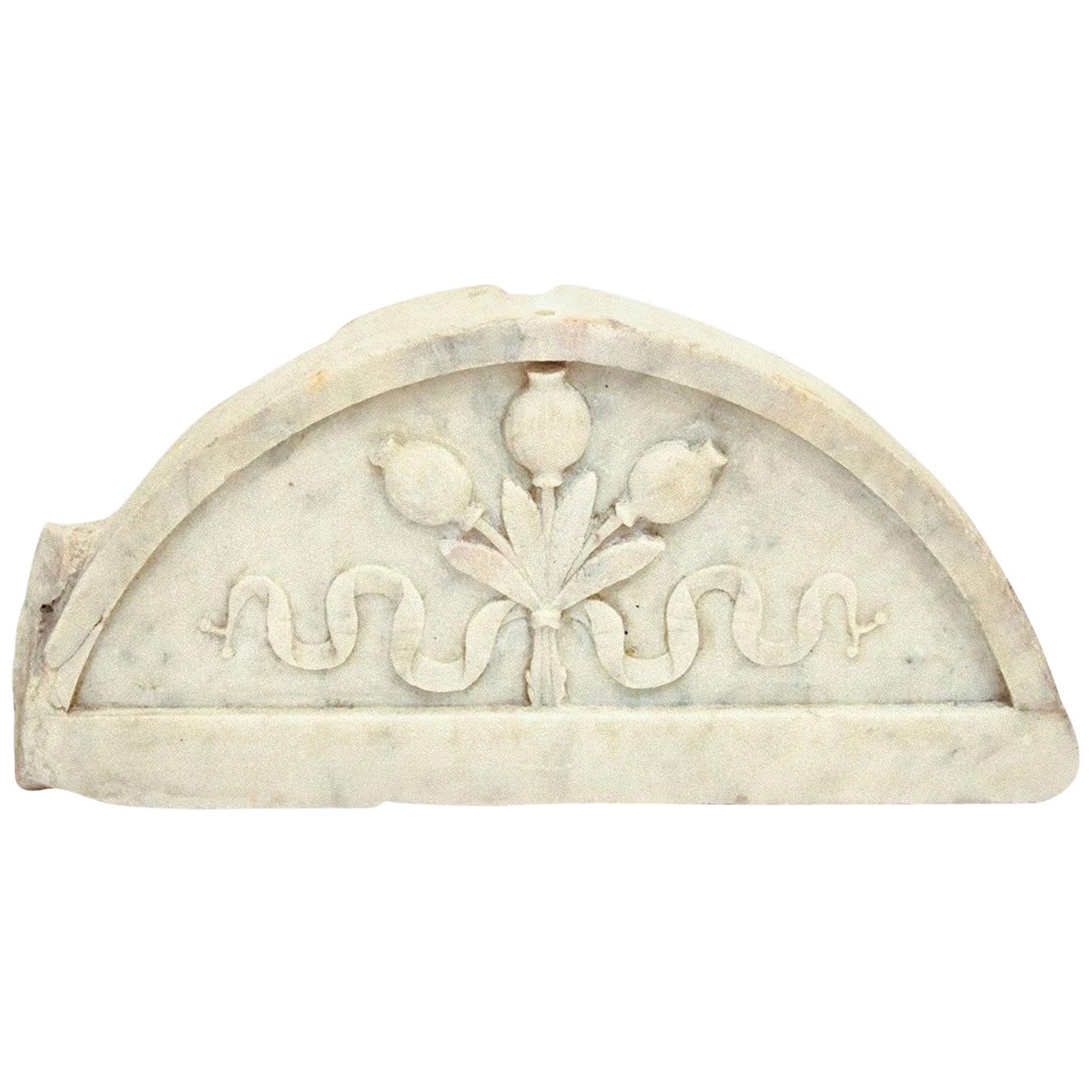 Sublime Carrara Marble Relief Lunette, Italy, 17th Century