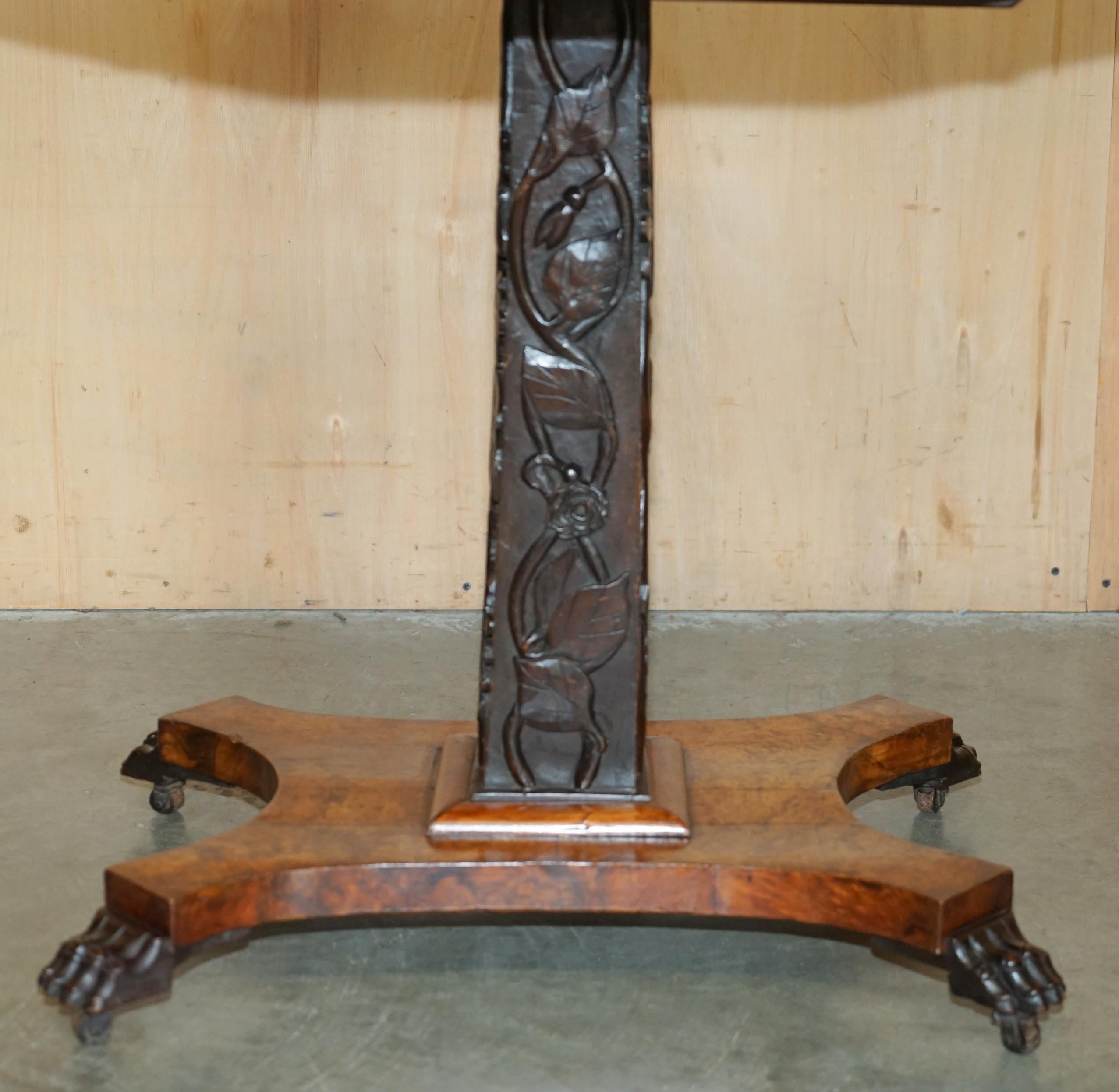 SUBLIME CIR 1800 ANTIQUE SPECIMEN WOOD OCCASIONAL TILT TOP TABLE BURR WALNUT OAK in vendita 3