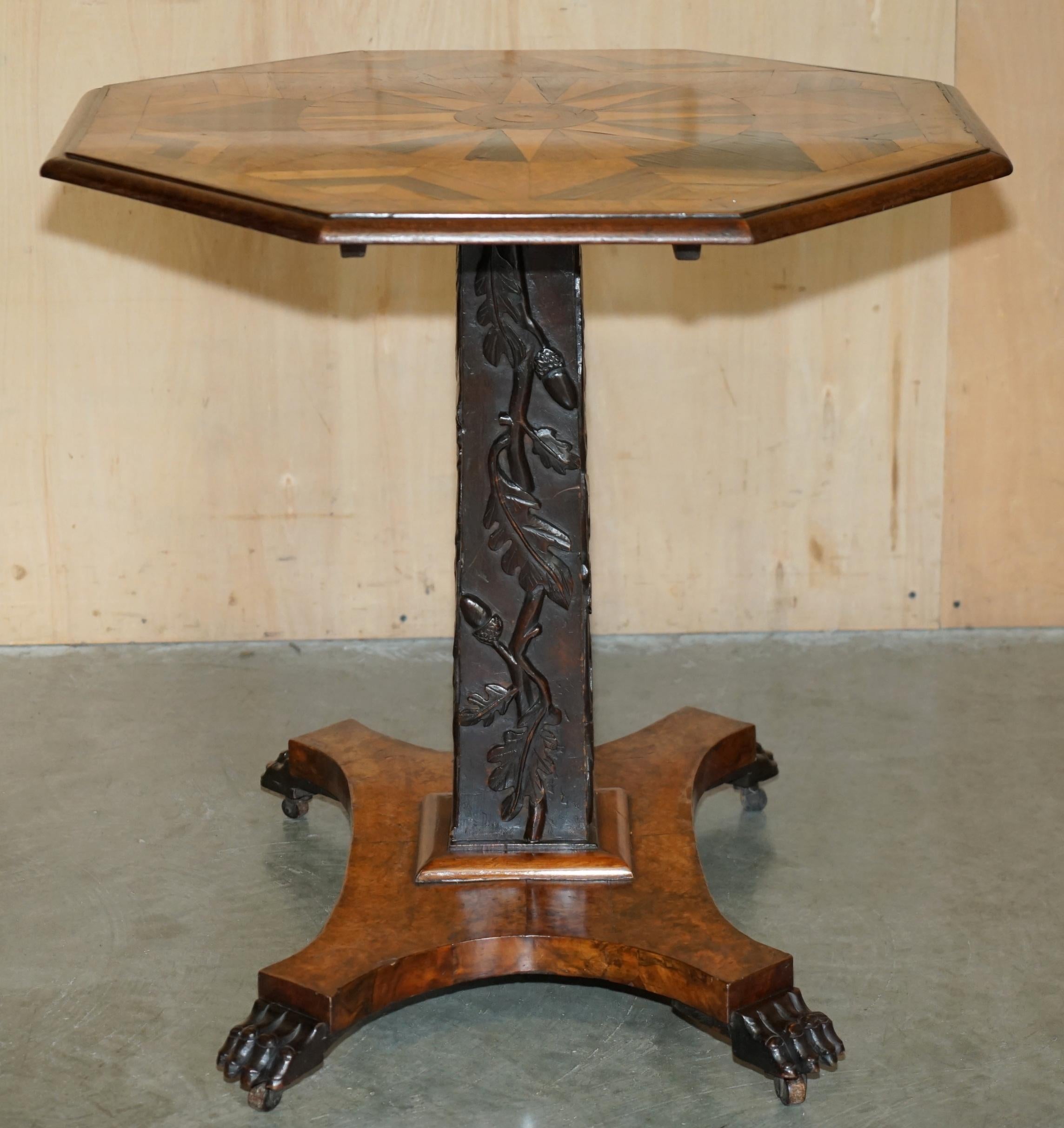 SUBLIME CIR 1800 ANTIQUE SPECIMEN WOOD OCCASIONAL TILT TOP TABLE BURR WALNUT OAK in vendita 8