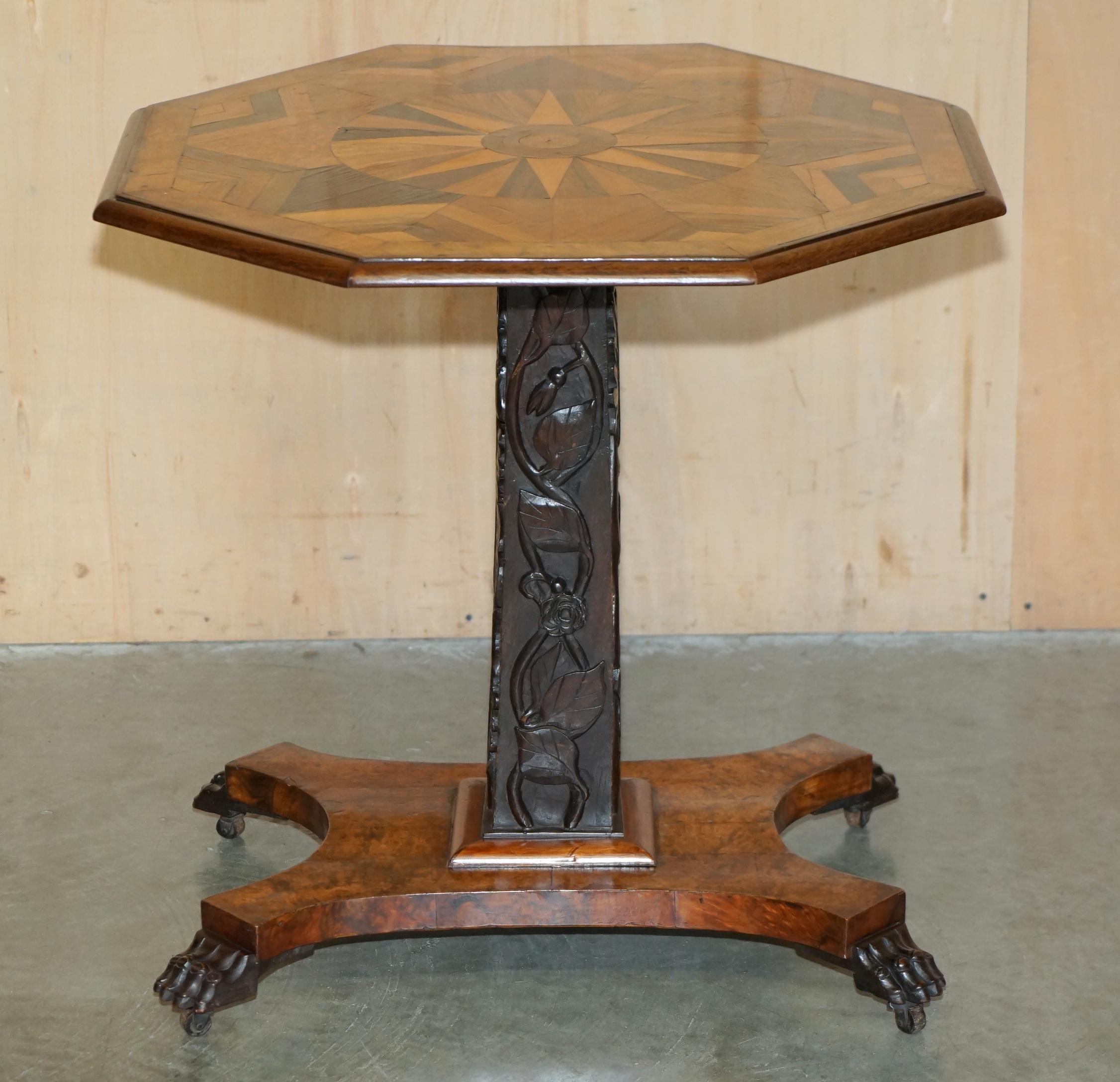 Georgiano SUBLIME CIR 1800 ANTIQUE SPECIMEN WOOD OCCASIONAL TILT TOP TABLE BURR WALNUT OAK in vendita