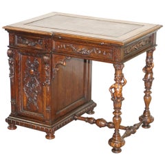 Sublime circa 1840 Italian Hand Carved Walnut Venetian Writing Table Desk Dragon