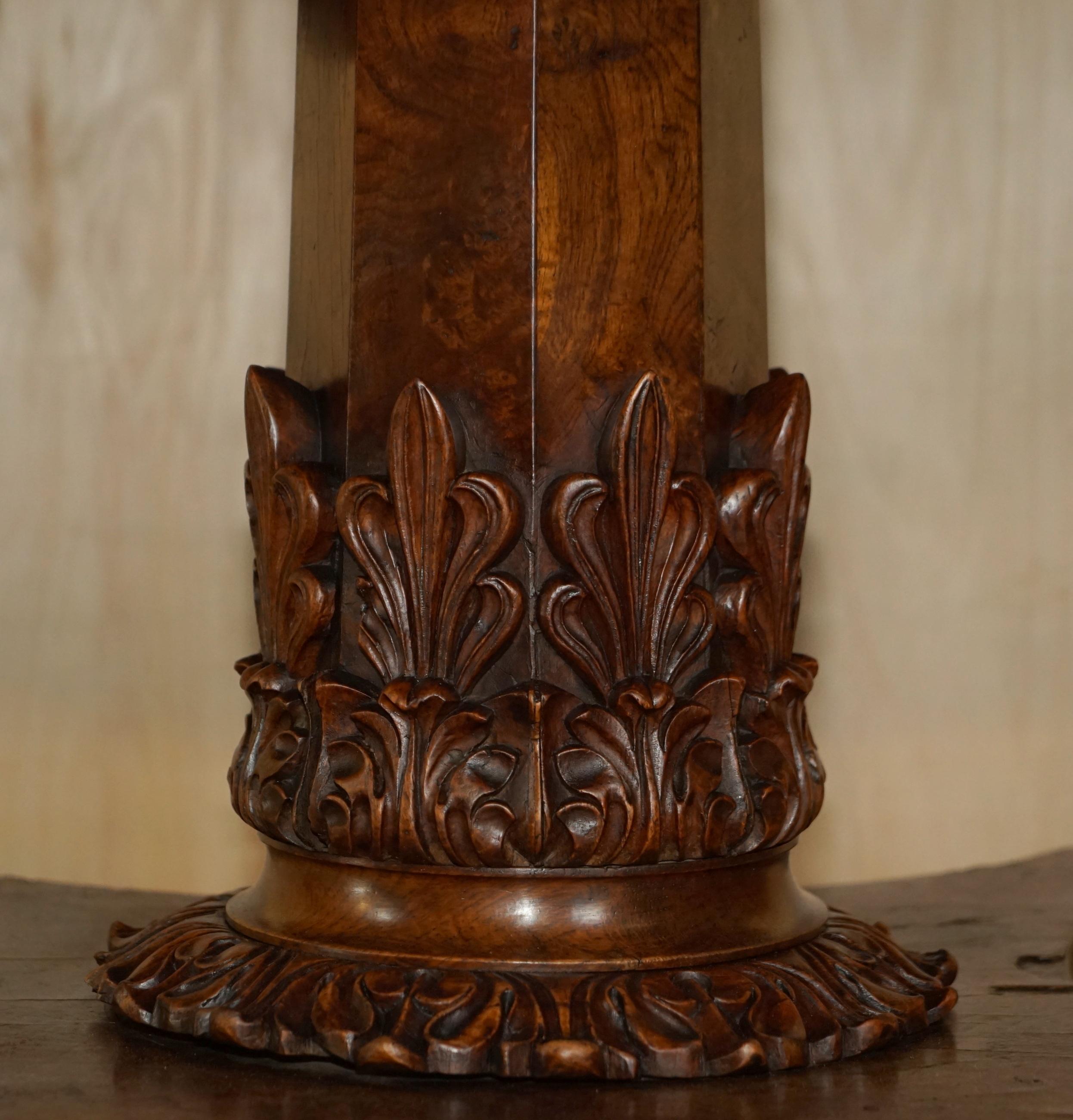 British Sublime circa 1840 Victorian Pollard Oak Hand Carved Centre Occasional Table For Sale
